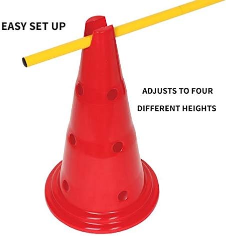 Etna Dog Agility Hurdle Set - 6 Canine Obedience Training Exercise Cones with 3 Collapsible Metal Bars - Adjustable Height
