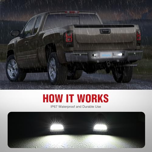 Image of Nilight 2PCS License Plate Lights for 1999-2013 Chevy Silverado 1500 2500 | Fit 1999-2013 Chevy Silverado GMC Sierra 1500 2500 3500 2000-2006 Chevy Tahoe&Suburban1500 with Black housing 6000K White