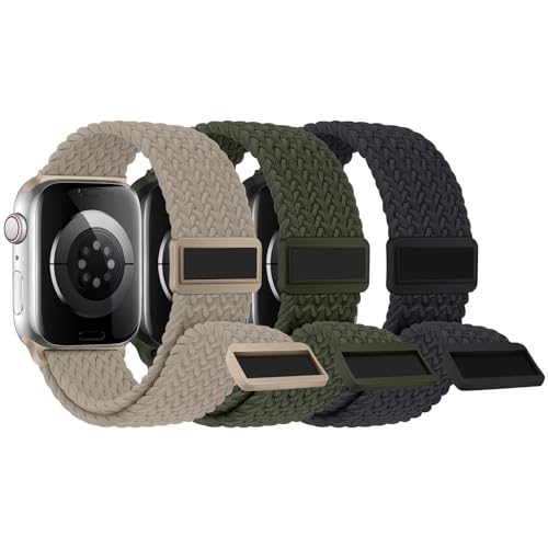 3枚入り Missair コンパチブル アップルウォッチ バンド 49mm 46mm 45mm 44mm 42mm ナイロン Apple Watch バンド 編み込み 磁気式バックル マグネット アップルウォッチ スポーツベルト 伸縮性 iWatch Ultra 3 2 1 Series 11 10 9 8 7 6 5 4 3 2 1 SEに対応 調整可能 柔軟 通気
