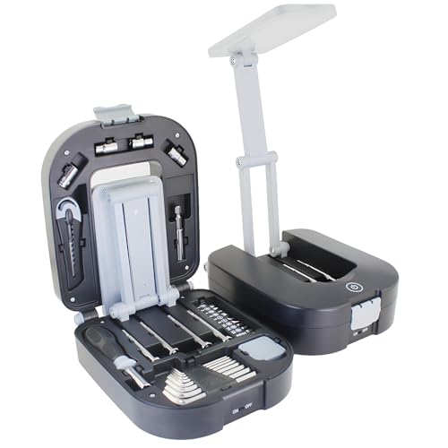 Maizoon Foldable LED Desk Lamp Multi-Function DIY Tool Set Built-in Tools Screwdrivers for Household & Outdoor Emergency Repair