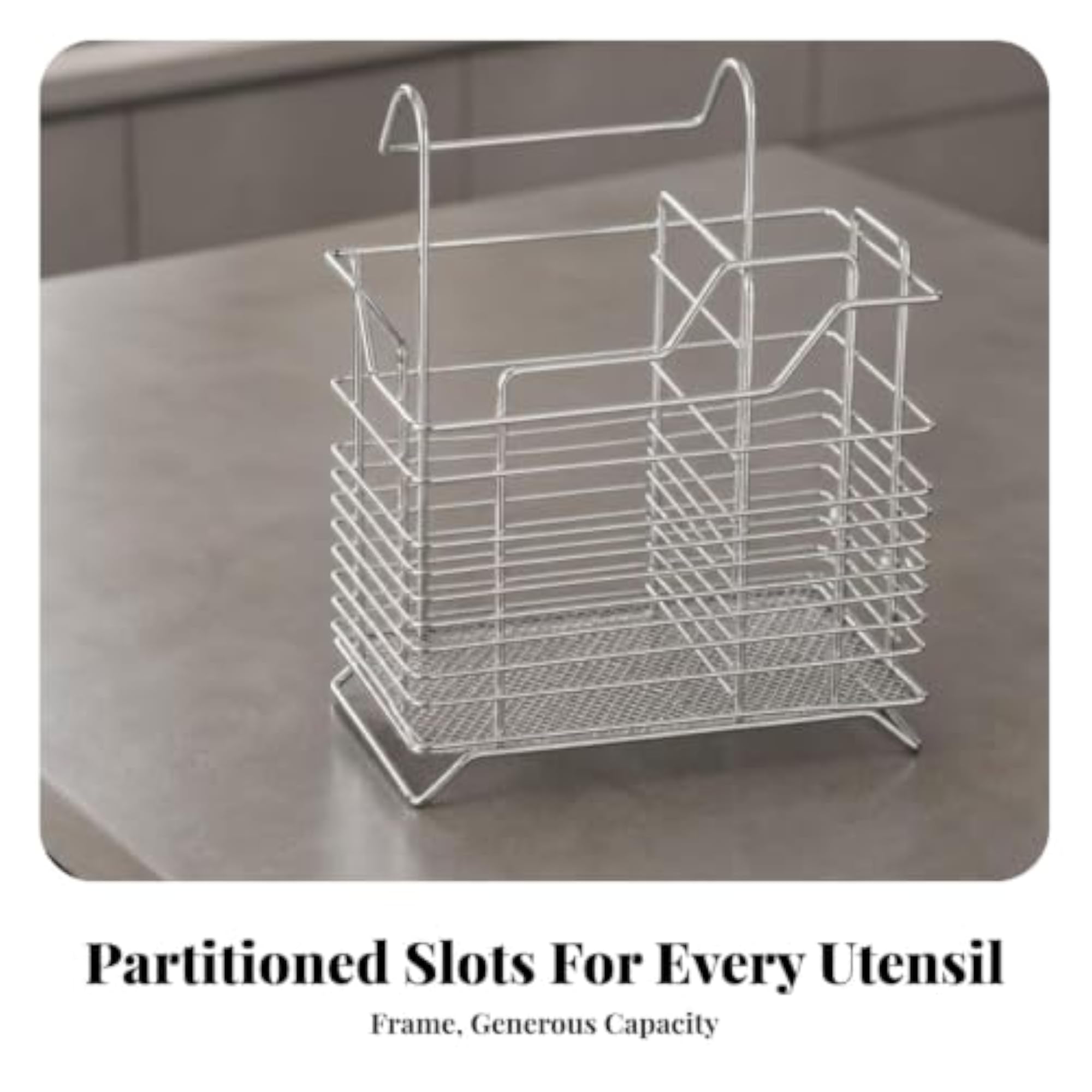 Stainless Steel Utensil Holder with Compartments