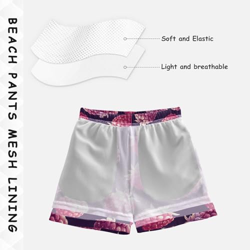 Pigsaly Boys Swim Trunks Red Purple Raspberry Berry Fruit Boys Board Shorts Swimsuit Swimwear Summer Bathing Suit 2T4