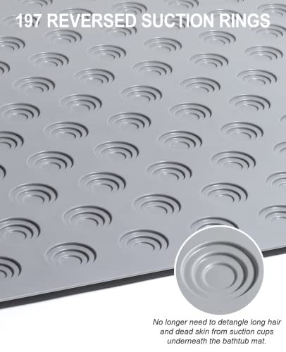 Othway No Suction Cup Bath Mat: 39X16Inch Extra Long Bathmat│Perfect For Ordinary Or Refinished Bath Tubs │Made Of Nature Rubber│Protect Your Bathtub (Grey) #TOP2