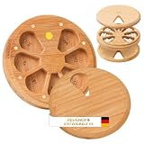 ELEMENTBOX Scatola magnetica dorata 24 K per pillole, 11 cm, 7 giorni, portapillole in legno