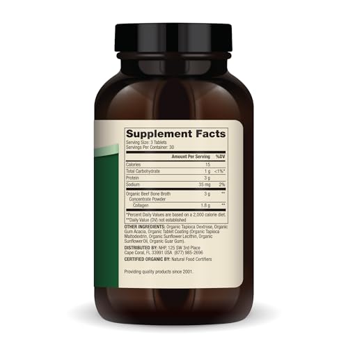 Image of Dr. Mercola Organic Bone Broth Collagen - Organically Raised Grass-Fed Beef - Dietary Supplement - Supports Bone and Joint Comfort - USDA Organic, Non-GMO - 30 Servings (90 Tablets)