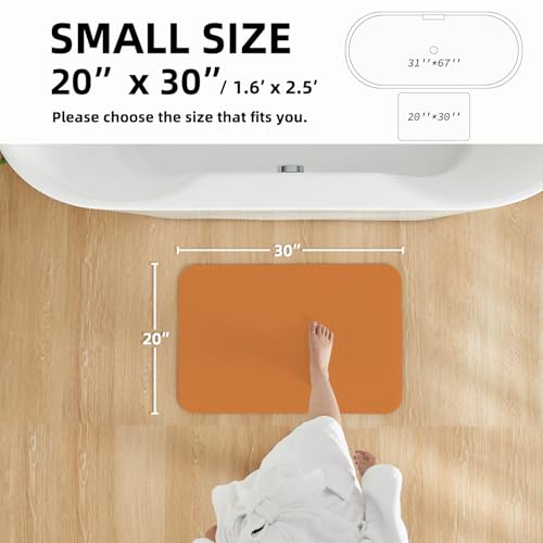 Bathroom Mat Quick Dry, Bathroom Rugs Non Slip Washable Thin Absorbent Bath Mat Fits Under Door Bathroom Floor Mat Perfect for Bath, Shower, or Sink 20"x30" Orange