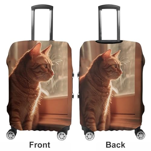 Travel Luggage Cover Elastic Suitcase Protector Anti-Scratch Washable Cat Sitting on Windowsill Luggage Sleeve Tsa Approved Carry on Covers Baggage Cover Fits 18-32 Inch Luggages3