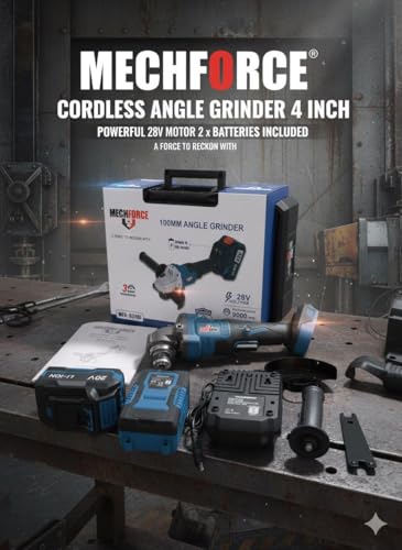 Image of Cordless Angle Grinder 4 Inch, 20V Brushless Motor, 8500 RPM, 100 mm Disc, 2 Li-Ion Batteries |3-Speed (5000 /7000 /9000 RPM)|Lightweight- Ideal for Cutting, Grinding, and Polishing