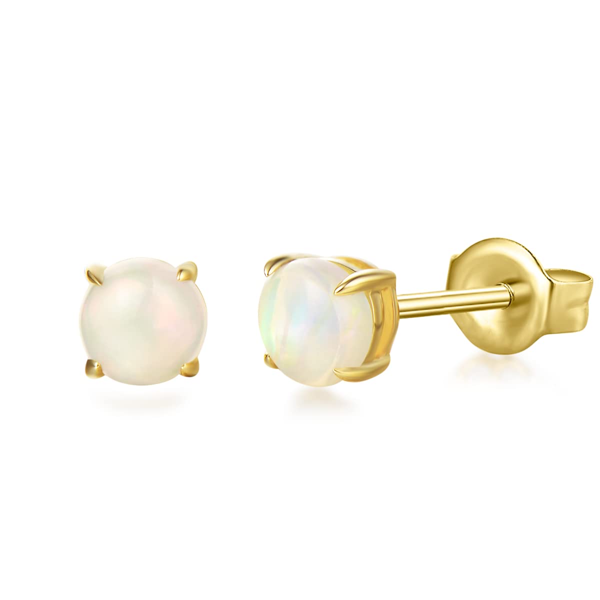 FANCIME Solide 14 Karat 585 Weiß Gold Klein Ohrstecker Ohrringe mit Edelstein Schmuck für Damen Mädchen Mama mit Geschenk Box, Durchmesser: 4 mm