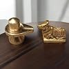 Brass Shivling with Nandi Statue, Religious Hindu Temple Idol Shivling Nandi Idol - 1 Inch for Temple Pooja and Decor Idea - Best for Car Dashboard Idea