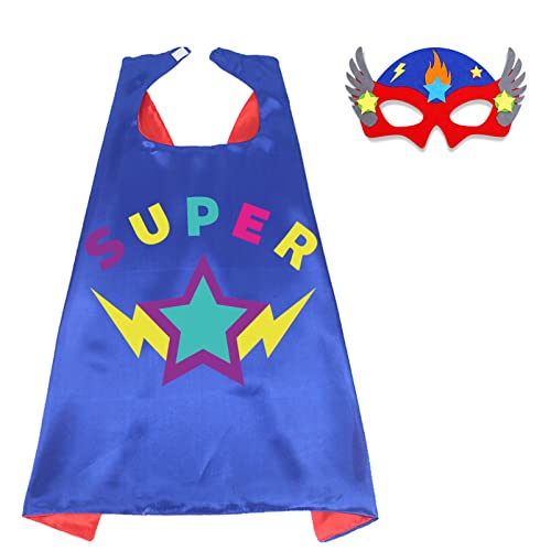 D.Q.Z Superhero-Capes and Masks for Kids Gifts for Girls Boys Super Hero Dress Up Cape and Mask (Blue-Red)