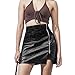 FLUFFY SENSE. Women's Leather Mini Skirt –Stretchy High Waisted Zipper Slit Faux Pleather Bodycon Short Pencil Skirt (US, Alpha, Large, Regular, Regular, Black Croc-Embossed)