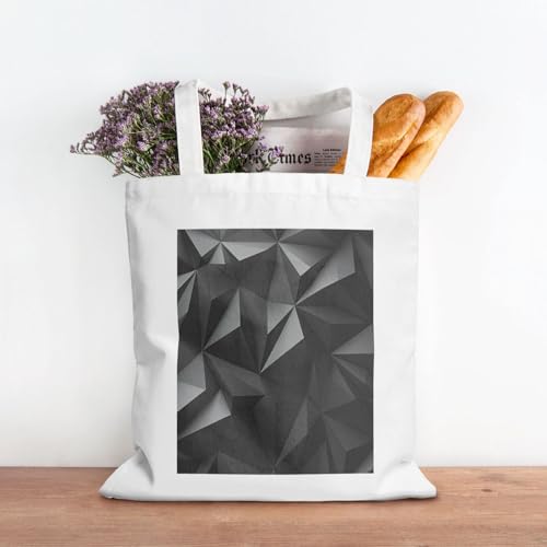 Black Geometric Large Canvas Tote Bag Cute Travel Shoulder Bag Reusable Washable Shopping Grocery Bags For Women Men3