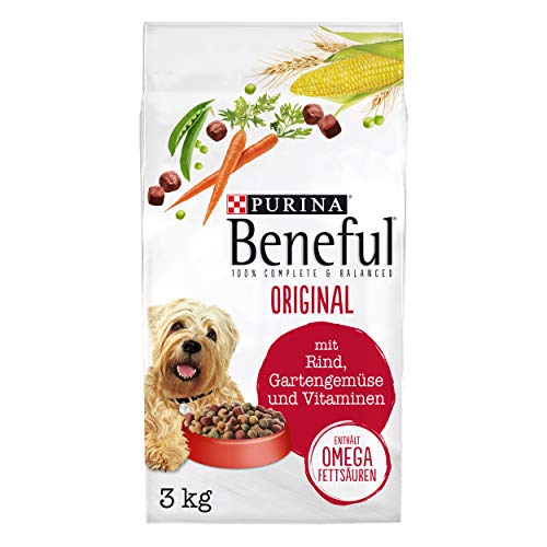 PURINA BENEFUL Original Hundefutter trocken, mit Rind und Gartengemüse, 4er Pack (4 x 3kg)