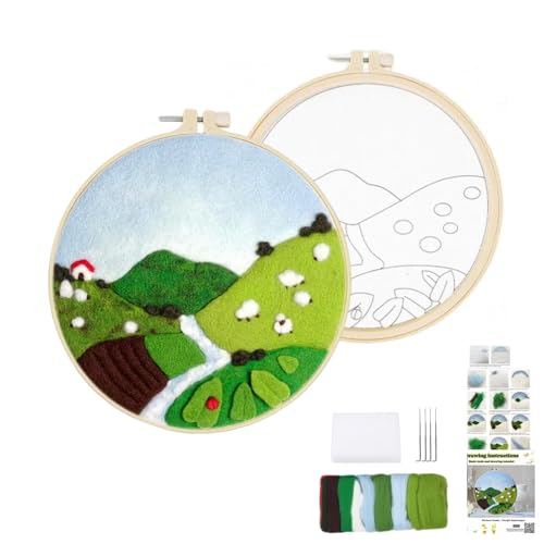 Image of Wonafa DIY Wool Needle Felt Starter Kit, Beginner Needle Felt Kit with Wool Felt Bag, Felts Needles, Photo Frame, Foam Mat, Felts Cloth and Instructions for Home Decor, Art Crafts (K1)