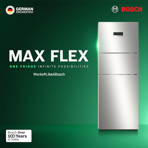 Image of Bosch 302L, 3 Star, MaxFlex Convert Frost Free Triple Door Refrigerator | 8-in-1 Convertible Storage Modes | 57L Extra Convertible Zone | Cool Extend up to 18 hours (CMC33S23VI, 2026 Model,Fine Steel)