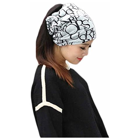Humeng Unisex Hat Scarf Fashion Classic Baggy Hip-Hop English Letter Multi Purpose Beanie Cap, Draw Coat Decoration Cover
