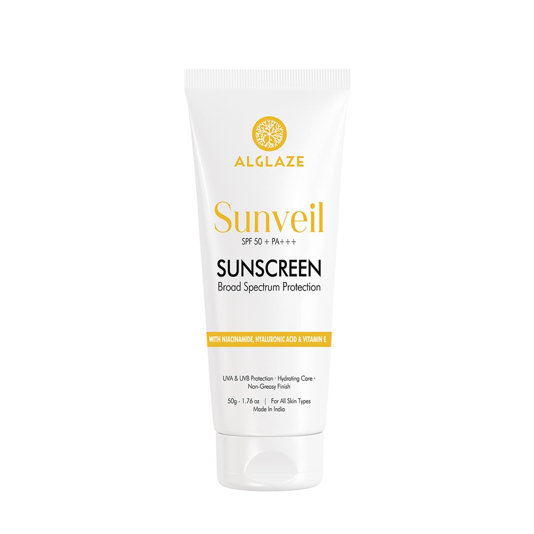 ALGAZE Sunveil SPF 50 PA+++ Sunscreen | Hydrating, Nourishing, Fast-Absorbing Cream | With Niacinamide, Hyaluronic Acid & Vitamin E | 50g-picture-23