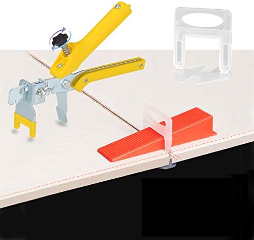 Tile Leveling System Kits Tile 600pcs 1/8 Inch Leveling Spacers Clips and 200pcs Reusable Wedges with 1pc Tile Plier for Tile Stone