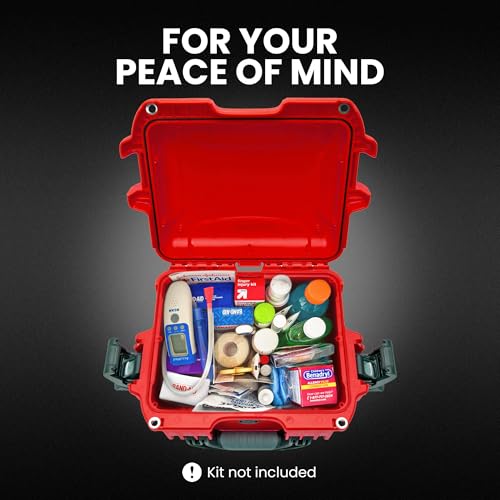 Image of NANUK 908 Waterproof First Aid Box Empty - Durable, Medical First Aid Organizer Case, IP67-Rated, Dustproof, Impact-Resistant, and Floats (9.5 inch x 7.5 inch x 7.5 inch) - Red