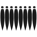 Difunee Pre-stretched Braiding Hair - 24 Inch 8 Packs Black Braiding Hair For Braids, Yaki Texture C