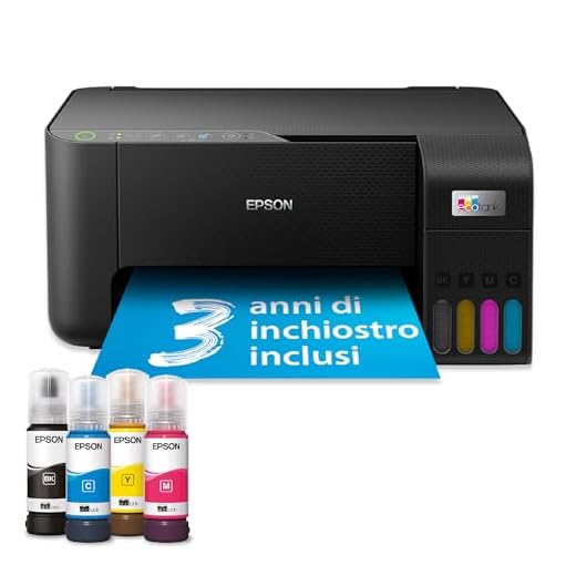Epson EcoTank ET-2862 Stampante Multifunzione 3-in-1 A4, Serbatoi Ricaricabili Alta Capacità, 4 Flaconi Inclusi pari a 4500pag B/N 7500pag Colore, Display LCD USB Wi-Fi/Direct Fronte/retro, Nero