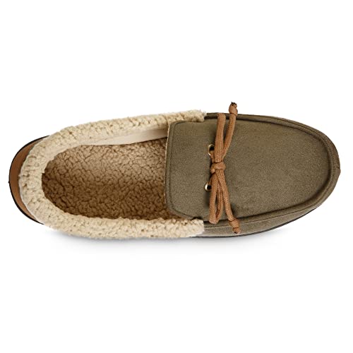 Image of isotoner Men's Indoor /Outdoor Slip-on Vincent Microsuede Moccasin Slippers With Memory Foam Comfort