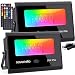Novostella 2 Pack 20W RGB LED Flood Light, 44 Keys Controller, Dimmable Color Changing DIY Floodlight, Wall Washer Lights, IP66 Waterproof, Indoor Outdoor Landscape Stage Lighting for Christmas Garden