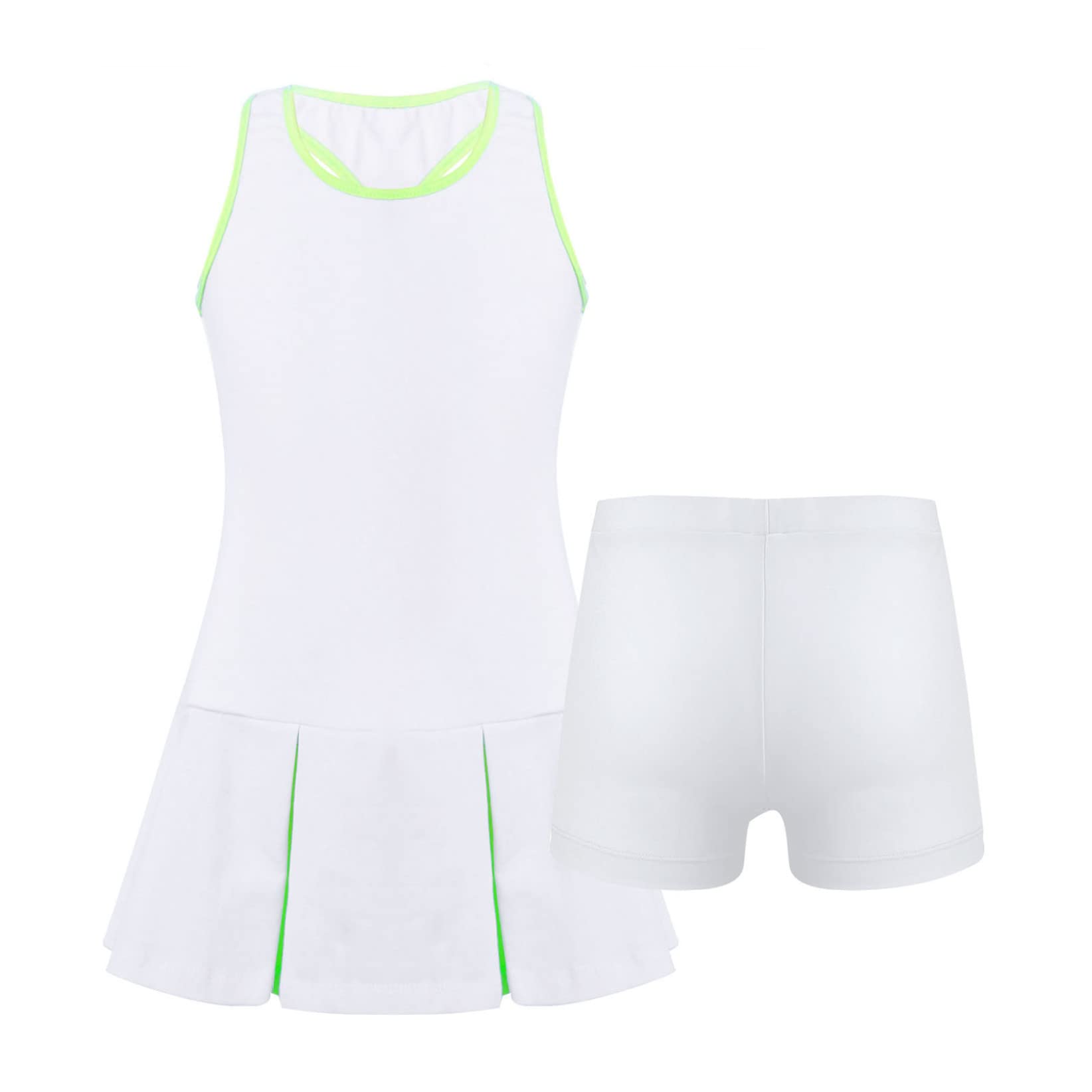 Conjunto de ropa de tenis para niños y niñas, sin mangas, vestido de golf con pantalones cortos, conjunto de ropa deportiva, chándal, fitness, correr, competición