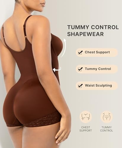 Image of SHAPELLX Faja Body Shaper for Women, Zipper Shapewear Bodysuit with Bra