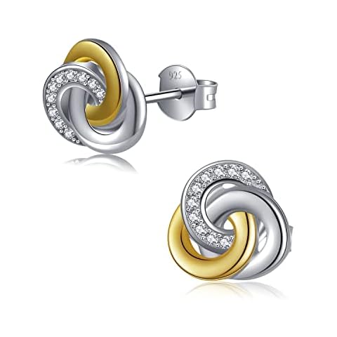 Chic Bijoux Circle Earrings for Women – With Round Cubic Zirconia stones and 925 Sterling Silver – Gift for Her Birthday, Yellow Gold Jewelry Cover