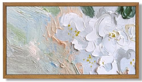 Aroutde Framed Abstract Floral Wall Art Neutral Abstract Oil Painting