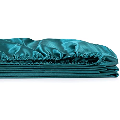 Damier Satin Spannbettlaken 90x200cm Türkis Grün Seide Glänzend Spannbetttuch Hochwertiges Satin Deluxe Bettlaken… – Ansicht 5
