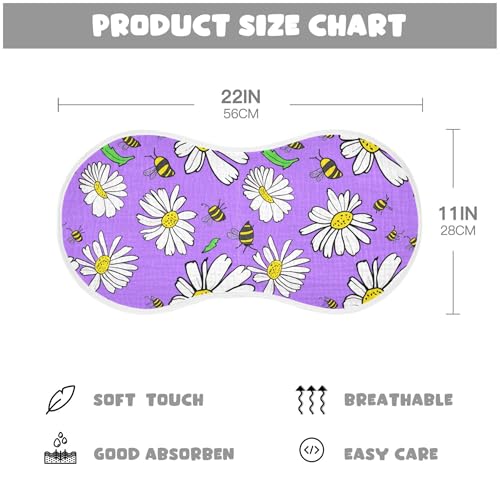 xigua Daisies Baby Burp Cloths for Newborn Boys and Girls 1 Pack, Soft & Absorbent Cotton Baby Burp Cloth, Baby Washcloths, Newborn Towel, Burp Rags4