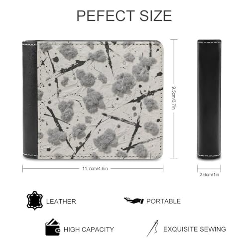 Slim Wallet Ink Fluff Compact Bifold Wallet with Credit Card Holder Leather Coin Slot ID Window Unisex2