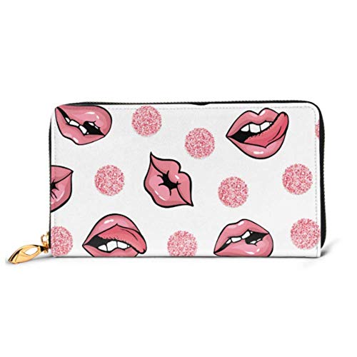Preisvergleich Produktbild JHGFG Mode Handtasche Reißverschluss Brieftasche Rose Natural Womans Lips Telefon Kupplung Geldbörse Abendkupplung Blocking Leder Brieftasche Multi Card Organizer