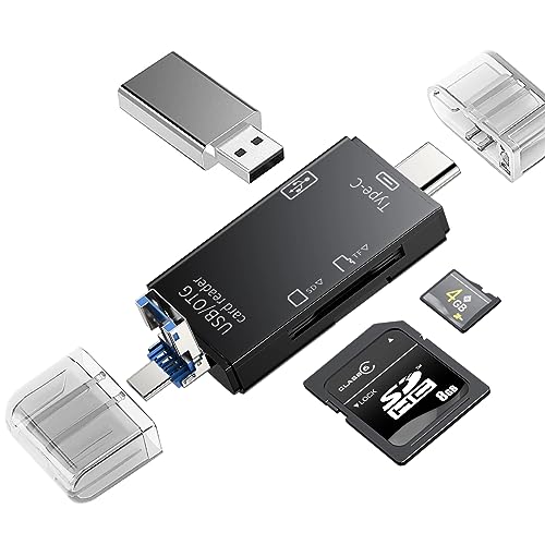 Image of Kinsound 6 in 1 SD & TF Card Reader with Type-C, USB & Micro USB Ports, Portable Memory Card Reader Compatible with TF, SD, SDHC, SDXC, MMC, RS-MMC, Micro SDXC for Computer & Android Phone