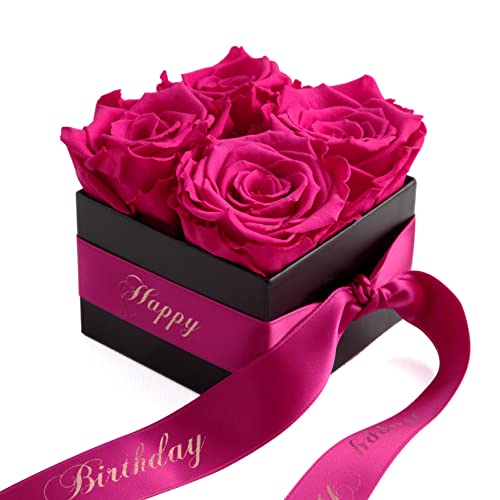 Flower Box Happy Birthday – Rosas Caja con infinity rosas haltbar 3 años/regalo de cumpleaños para mujeres