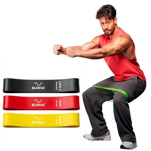Image of SLOVIC Resistance Bands Mini Loop | Loop Hip Band for Women & Men for Hip, Glutes, Legs and Squats Exercises | Thera Band for Fitness | Gym Equipment for Home Workout | Resistance Band Set of 3