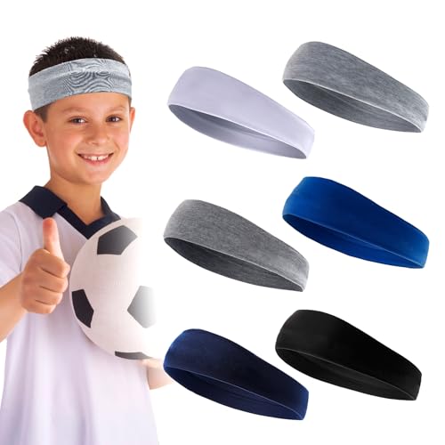Image of 6Pcs Kids Sports Headbands,Football Sports Fan Headband Athletic Elastic Sweatbands for Girls and Boys