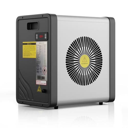 DoCred 17,500 BTU Swimming Pool Heat Pump, Electric Pool Heater for Above Ground Pool up to 6,000 Gallons, Ultra Quiet 29-45 dB, 5.5 COP, 115V, Heating and Cooling Pool Heater