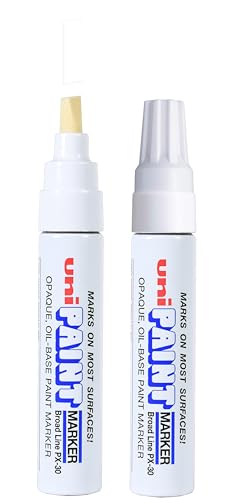 uni-ball Uni Paint PX-30 Oil-Based Paint Markers, Broad Line (8mm), White, 2 Count
