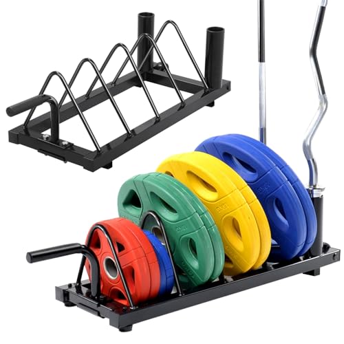 Yaheetech Soporte para Discos Olímpicos Horganizador de Placas con Ruedas Organizador de Pesas Discos Soporte de Planchas para Fitness Gym Negro