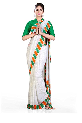 Uniform Sarees Corp Tricolor Women's Premium Soft Georgette PRT-R...
