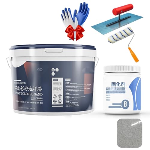 Epoxy Colored Sand Floor Paint, Louis Forest Epoxy Floor Paint, Epoxy Colored Sand Self Leveling Coating, High Gloss Marble Effect Garage Coating (Medium Gray) (Light Gray, 1KG)