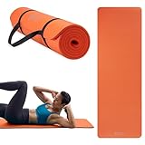 Gaiam Essentials - Esterilla de yoga gruesa con correa de transporte para esterilla de yoga (72 pulgadas de largo x 24 pulgadas de ancho x 2/5 pulgadas de grosor) - 05-63326, Anaranjado