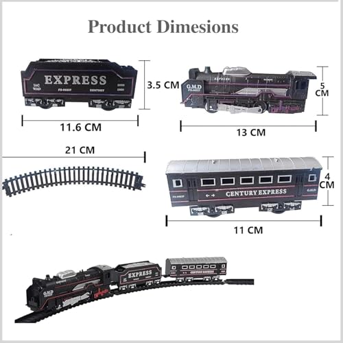Image of Braintastic Battery Operated Toy Train Set with Engine Locomotive Passenger Coach Cargo Car Track Pieces Headlight Railway Play Set for Kids 13 Pieces