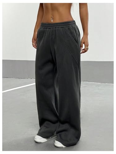 SOLY HUX Women's Wide Leg Baggy Sweatpants Casual Elastic Waist Thermal Workout Running Pants with Pockets3