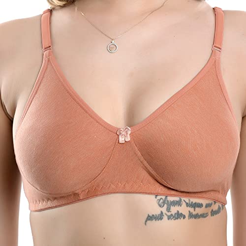 Image of Women's T-Shirt Bra Non-Padded Full Coverage Bra Pack of 3 Multicolor