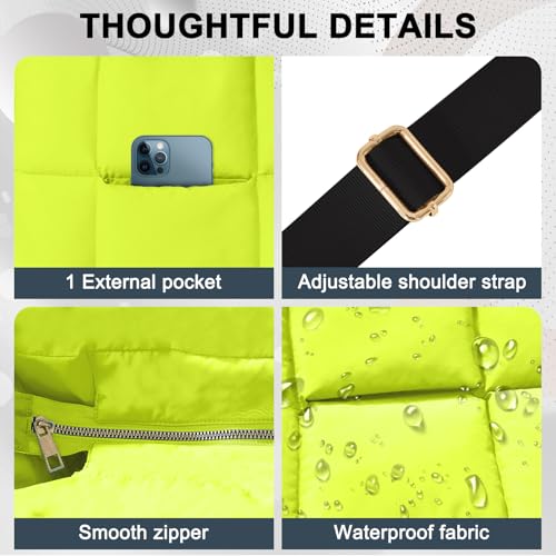 Image of Puffer Tote Bag for Women, Quilted Shoulder handbag for Travel, Work, Gym | nylon lightweight bag, waterproof, cloudy, zipper, compartments, nurse bag, adjustable crossbody strap